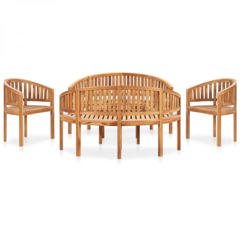 5-tlg. Garten Lounge Set Massivholz Teak Holz Sitzgruppe Set Loungembel