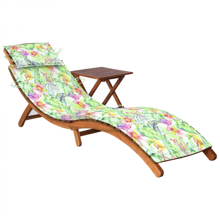 Relax Gartenliege Sonnenliege Holzliege ergonomisch mit Tisch Auflage geblmt
