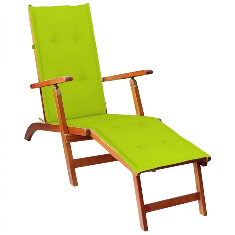 Deckchair Liegestuhl mit Fuauflage apfelgrn Holzliegestuhl Gartenliege Holz Sonnenliege