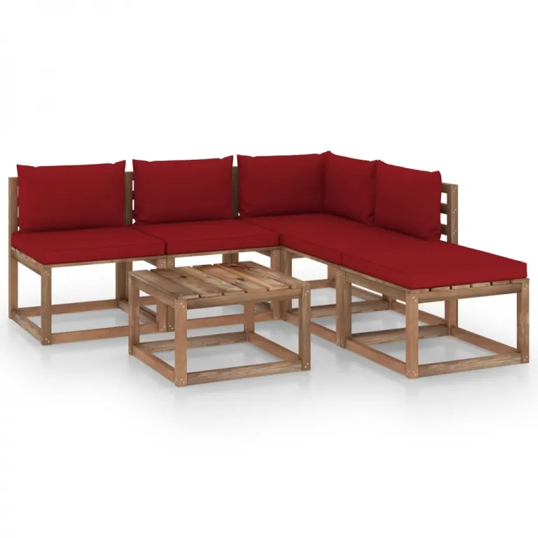 6-tlg. Garten-Sofagarnitur aus Paletten mit Kissen Kiefernholz Sitzgruppe Couch-Garnitur Lounge