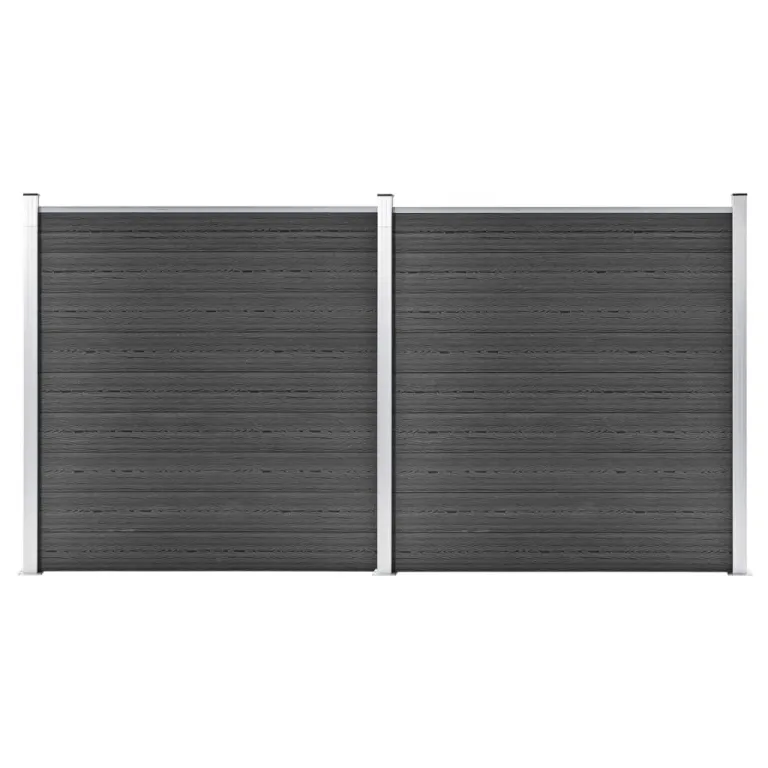 Zaunelement Set WPC 353x186 cm Schwarz