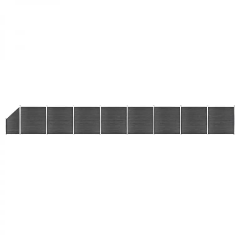 Zaunelement Set WPC 1484x105-186 cm Schwarz