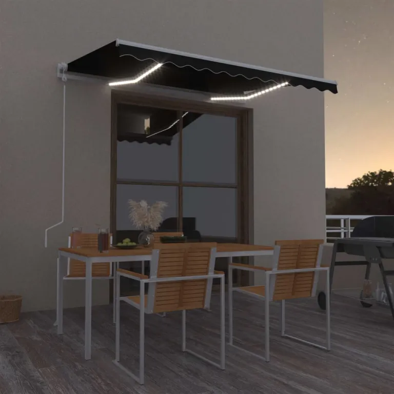 Automatische Markise mit LED & Windsensor 300x250 cm Anthrazit Balkon Terrasse