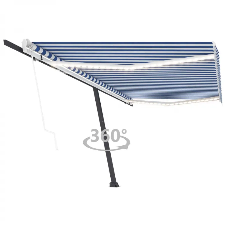 Automatische Markise mit LED & Windsensor 500x300 cm Blau Wei Balkon Terrasse