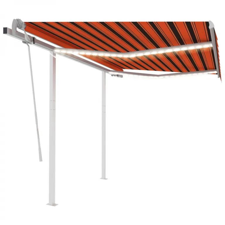Gelenkarmmarkise Einziehbar mit LED 3x2,5 m Orange Braun Balkon Terrasse