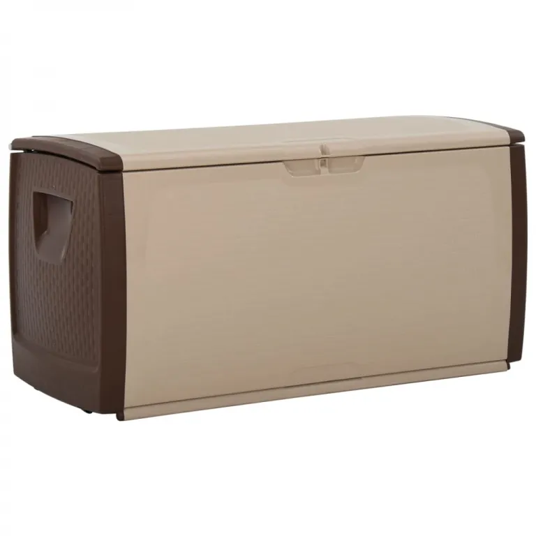 Auflagenbox Aufbewahrungsbox Kissenbox Kunststoff Beige und Braun 122x56x63 cm