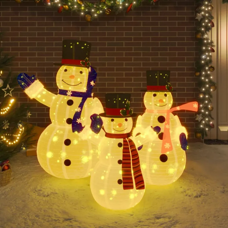 Weihnachtsdekoration Schneemann Familie mit LED Luxus-Gewebe