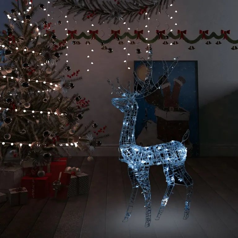 Rentier Weihnachtsdekoration Acryl 140 LEDs 120 cm Kaltwei