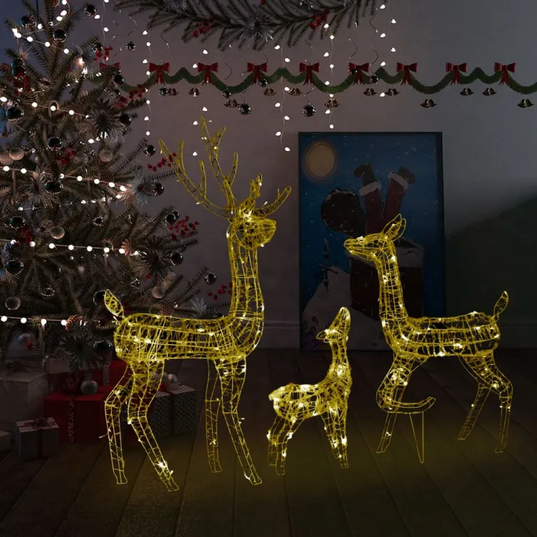 LED-Rentier-Familie Weihnachtsdeko Acryl 300 LEDs Warmwei