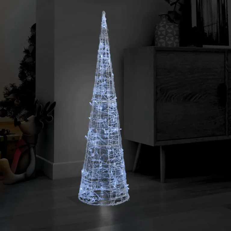 LED-Leuchtkegel Acryl Deko Pyramide Kaltwei 120 cm