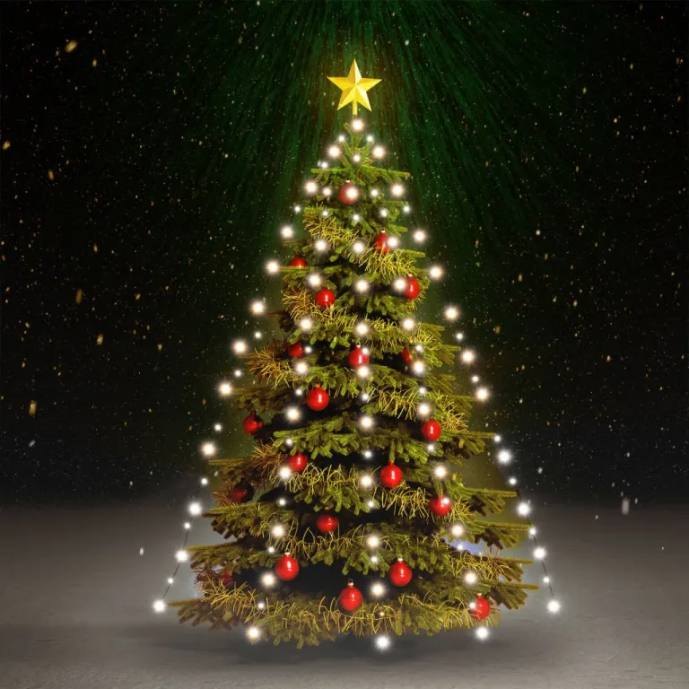 Weihnachtsbaum-Lichternetz mit 210 LEDs Kaltwei 210 cm Licht Weihnachten Netz