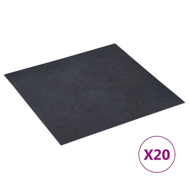 PVC Laminatbden Selbstklebend Dielen Bodenbelag Boden Fliesen 20 Stk. 1,86 m Schwarzer Marmor Vinylboden Bodenbelag Fuboden Vinyl