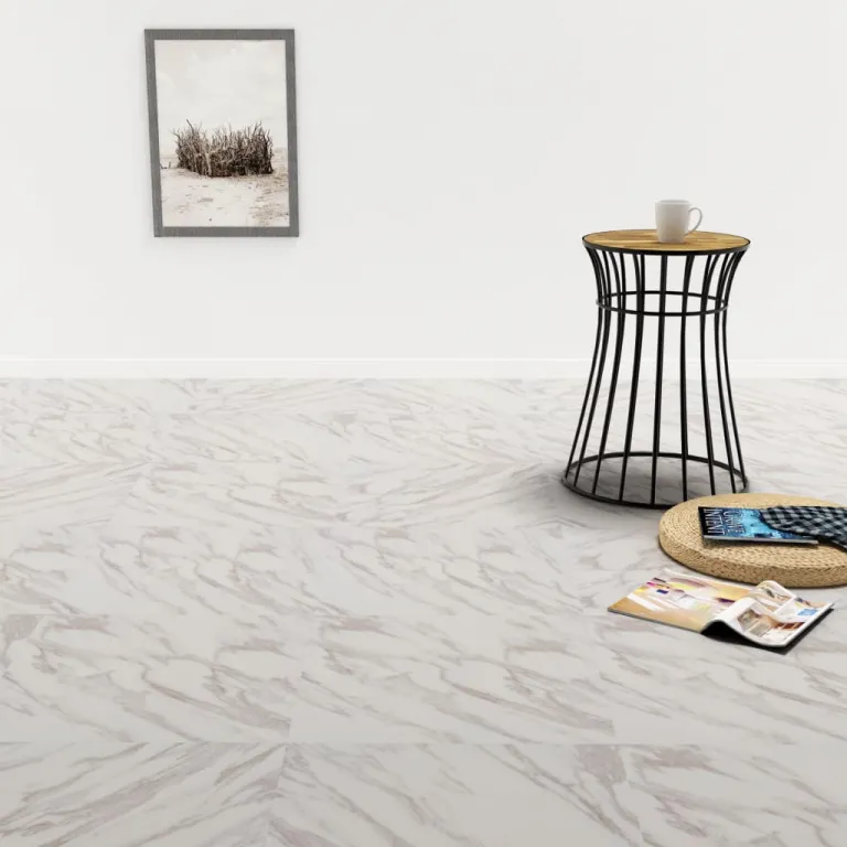 PVC Laminatbden Selbstklebend Dielen Bodenbelag Boden Fliesen 20 Stk. 1,86 m Weier Marmor Vinylboden Bodenbelag Fuboden Vinyl