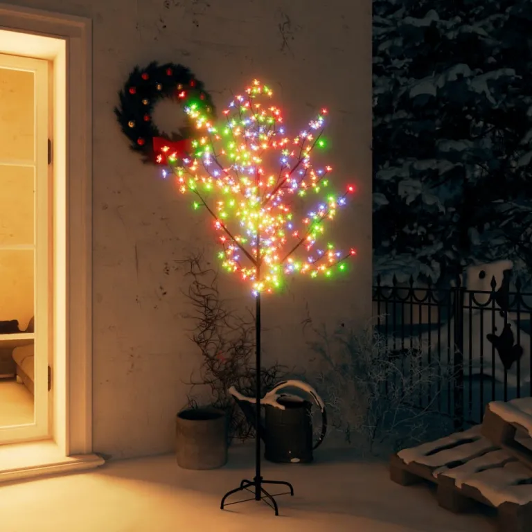 Weihnachtsbaum 200 LEDs Bunt Kirschblten 180 cm