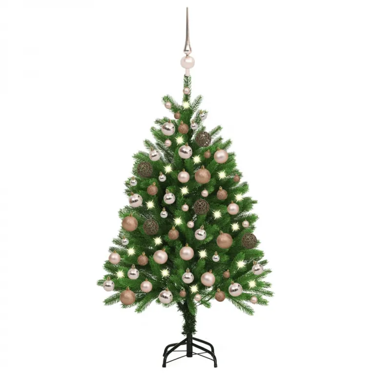 Knstlicher Weihnachtsbaum mit LEDs & Kugeln 120 cm Grn