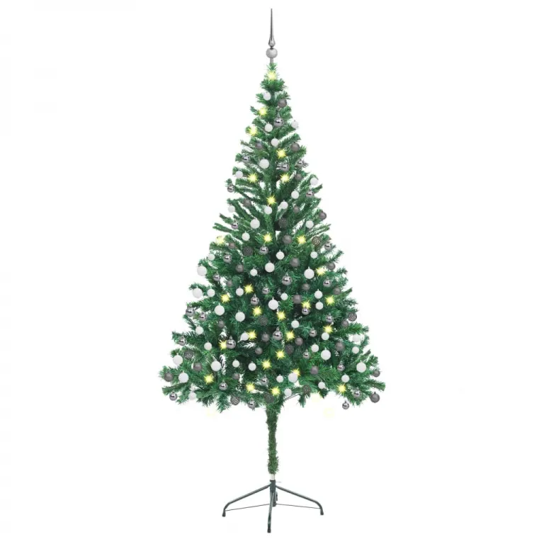 Knstlicher Weihnachtsbaum mit LEDs & Kugeln 210 cm 910 Zweige