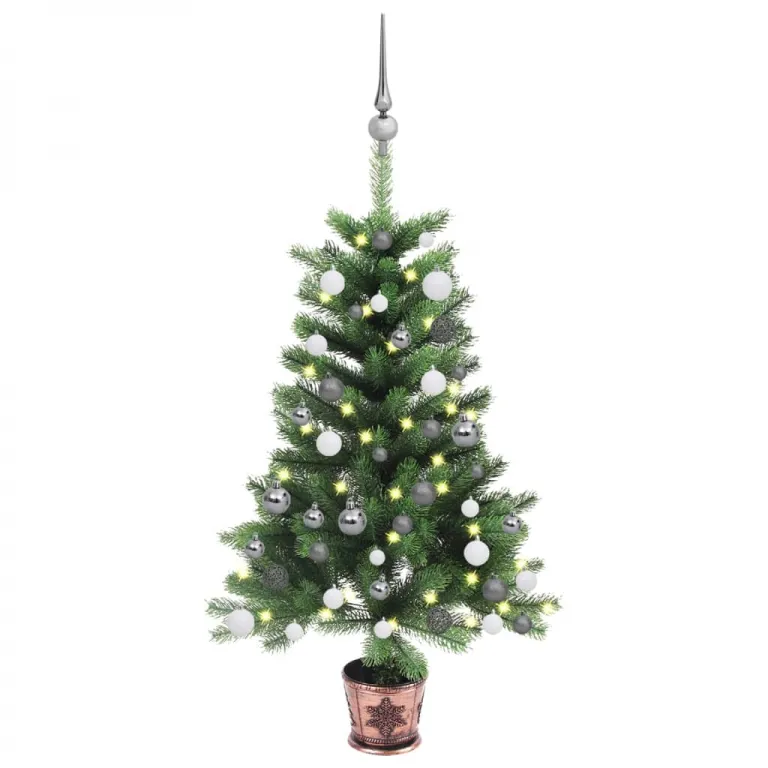 Knstlicher Weihnachtsbaum mit LEDs & Kugeln 65 cm Grn