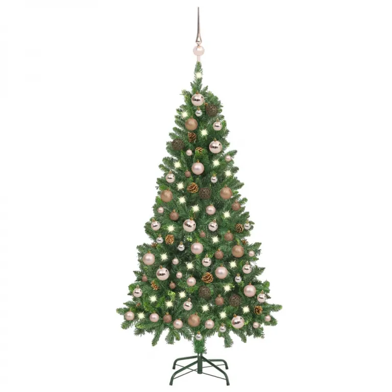 Knstlicher Weihnachtsbaum mit LEDs Kugeln & Zapfen 150 cm