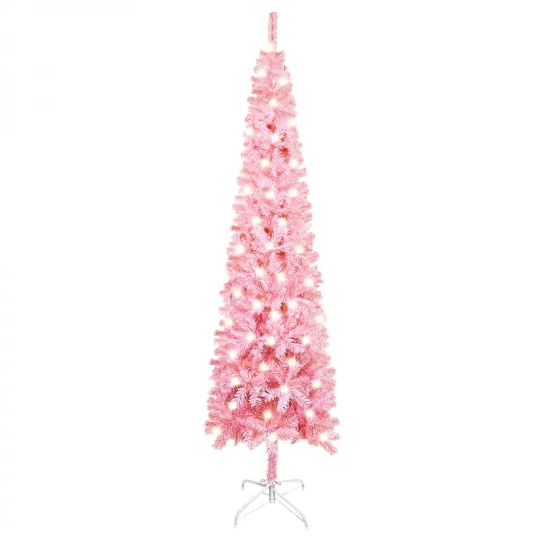 Weihnachtsbaum Schlank mit LEDs Rosa 150 cm