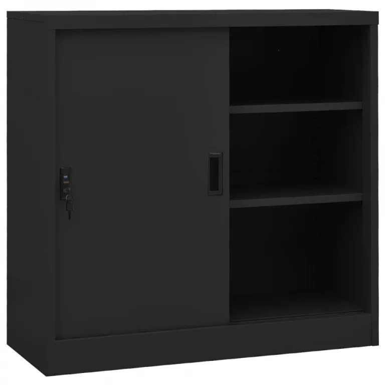 Broschrank mit Schiebetr Anthrazit 90x40x90 cm Stahl