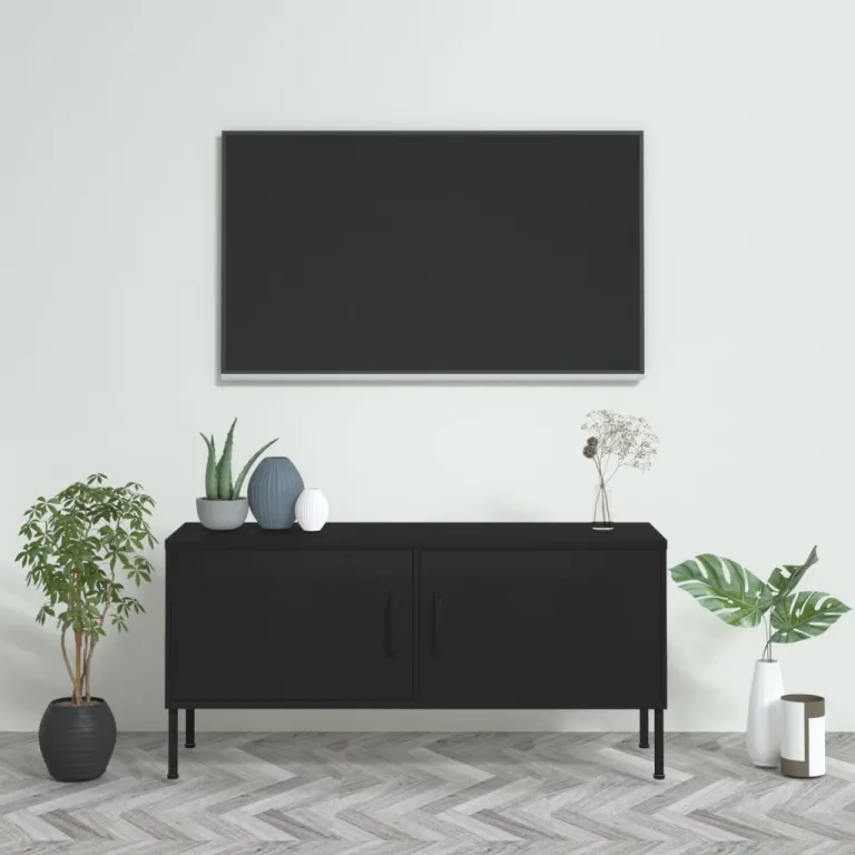 TV-Schrank Schwarz 105x35x50 cm Stahl Lowboard