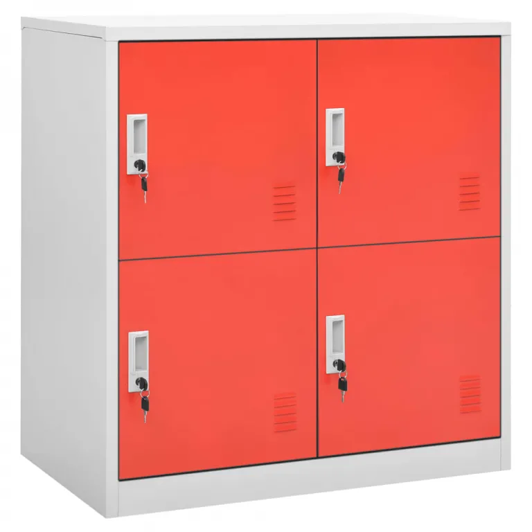 Schliefachschrank Hellgrau und Rot 90x45x92,5 cm Stahl