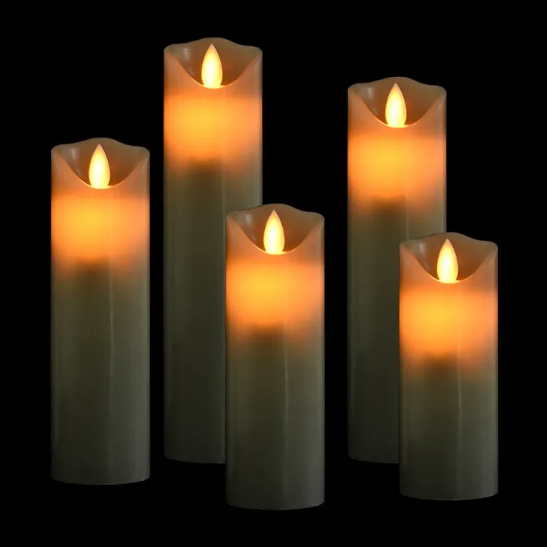 5-tlg. LED-Kerzen-Set Elektrisch mit Fernbedienung Warmwei