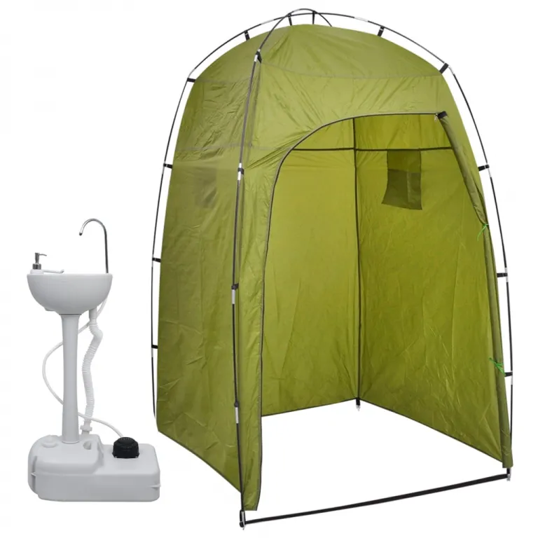Tragbares Camping-Waschbecken mit Zelt 20 L Toilettenzelt grn