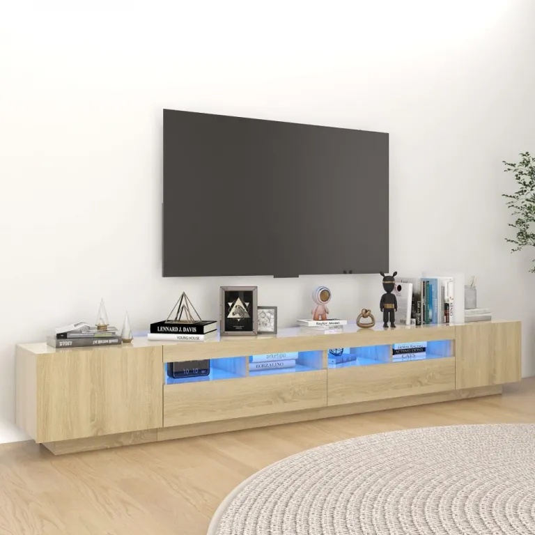 TV-Schrank mit LED-Leuchten Sonoma-Eiche 260x35x40 cm Lowboard