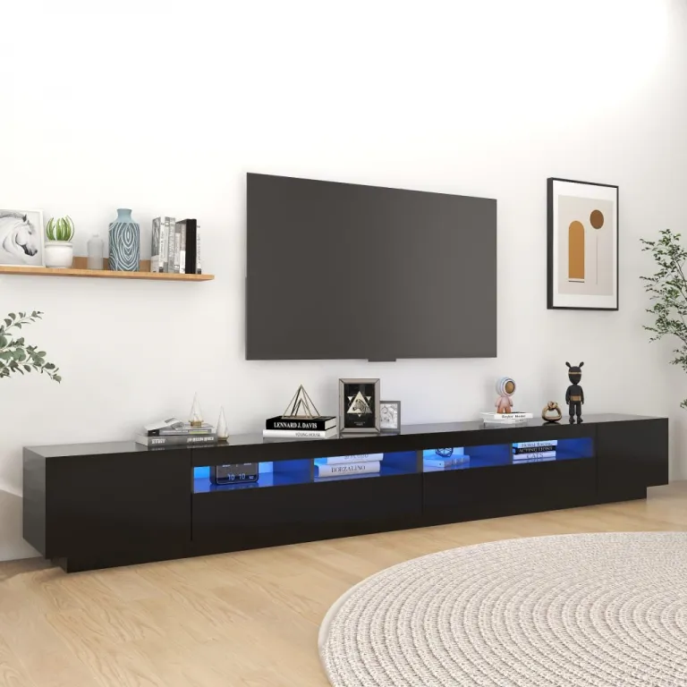 TV-Schrank mit LED-Leuchten Schwarz 300x35x40 cm Lowboard