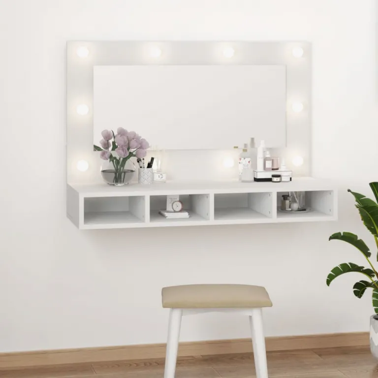 Spiegelschrank mit LED Wei 90x31,5x62 cm