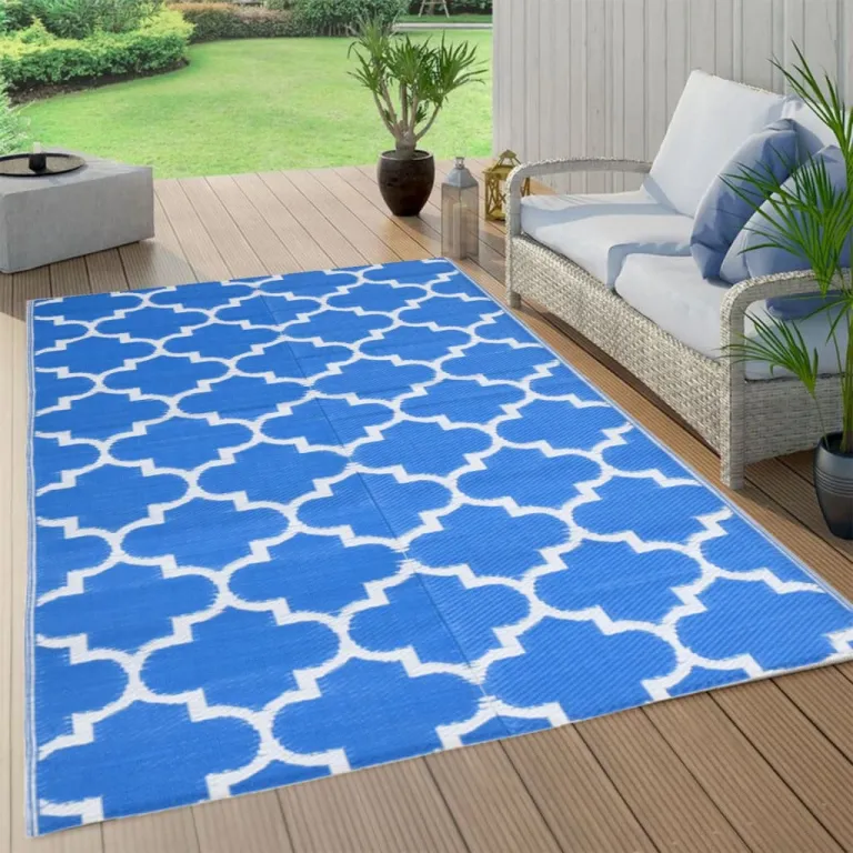 Teppich Terrasse Camping Outdoor drauen Vorzelt Blau 120x180 cm Kunststoff Polypropylen