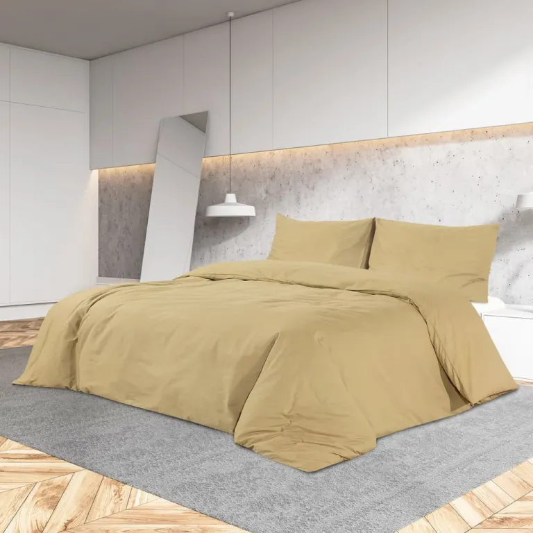 Bettwsche-Set Taupe 200x200 cm Baumwolle Bettbezug