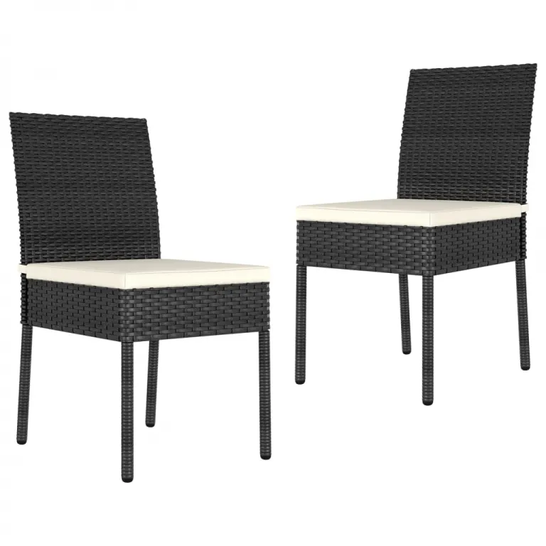 Garten-Esssthle 2 Stk. Polyrattan Schwarz