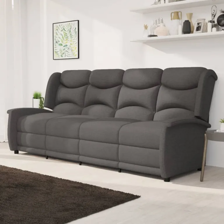 Relaxsofa Liegesofa 4er Sofa Couch verstellbar 4-Sitzer Dunkelgrau Stoff