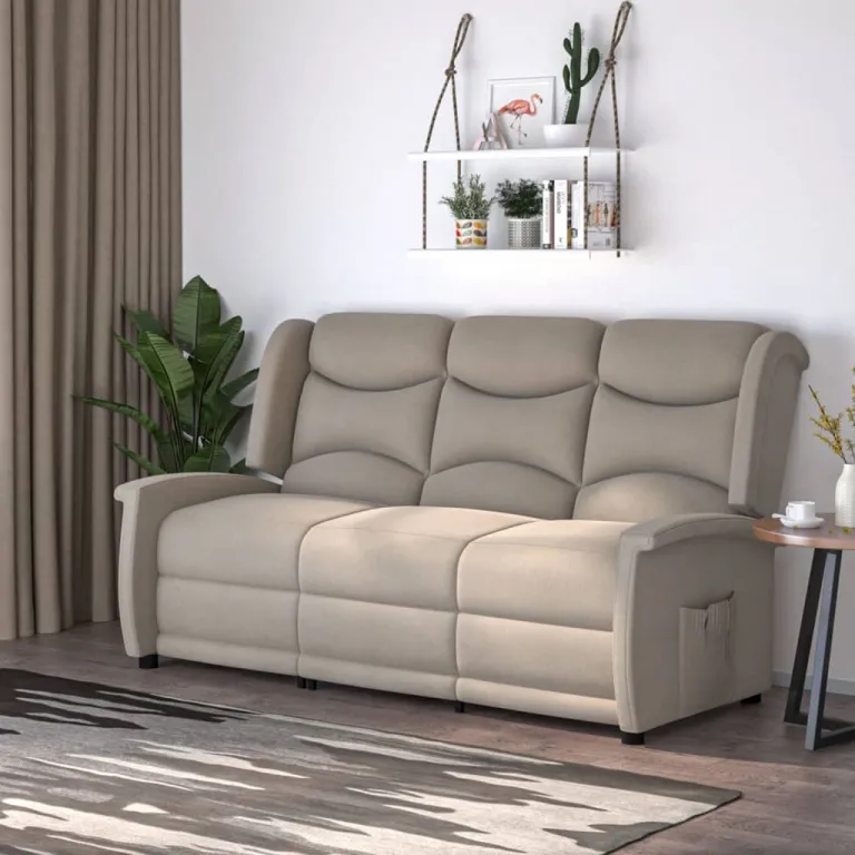 Relaxsofa Liegesofa 3er Sofa Couch verstellbar 3-Sitzer Hellgrau Mikrofasergeweb