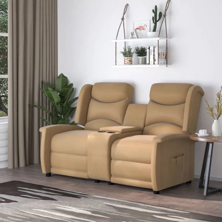 Relaxsofa Liegesofa 2er Sofa Couch verstellbar 2-Sitzer Taupe Mikrofasergewebe Stoff