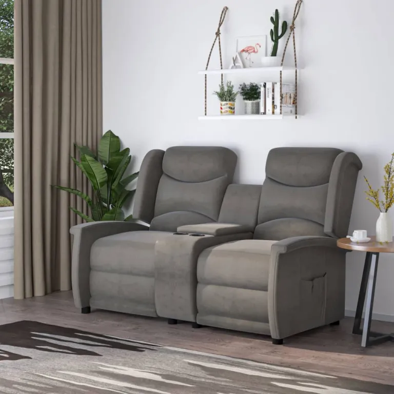 Relaxsofa Liegesofa 2er Sofa Couch verstellbar 2-Sitzer Dunkelgrau Mikrofasergew