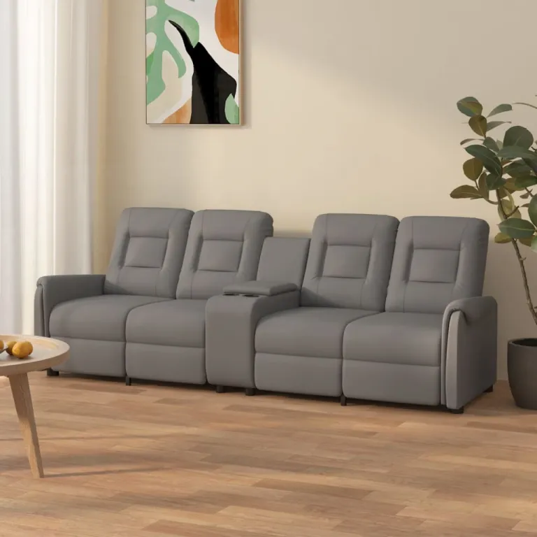Relaxsofa Liegesofa 4er Sofa Couch verstellbar 4-Sitzer mit Getrnkehaltern Grau