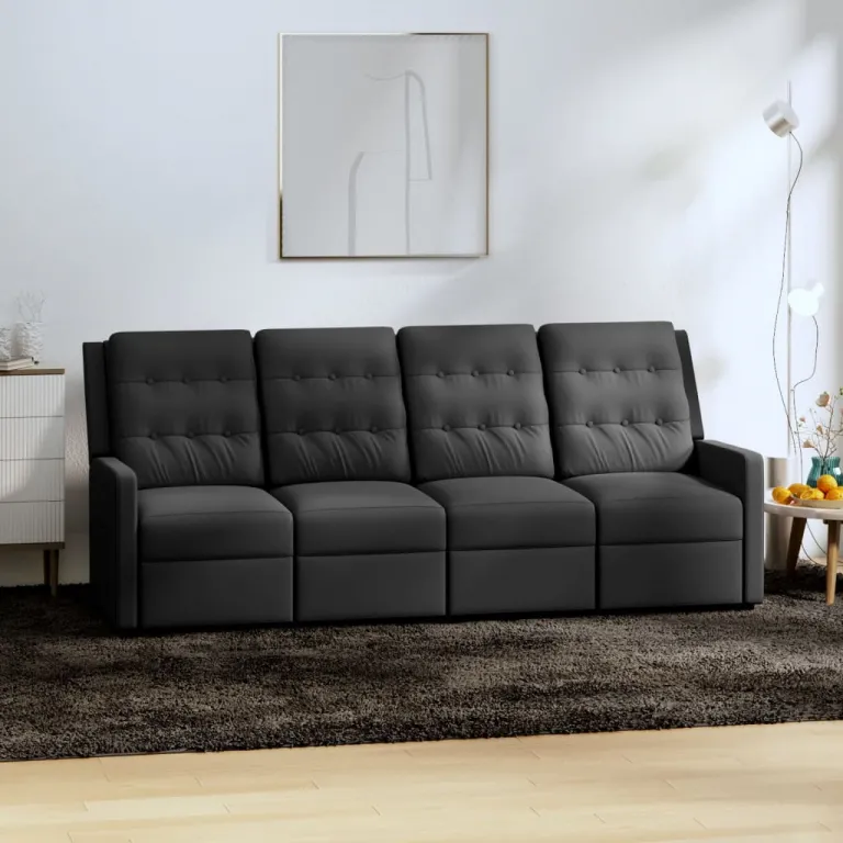 Relaxsofa Liegesofa 4er Sofa Couch verstellbar 4-Sitzer Dunkelgrau Stoff
