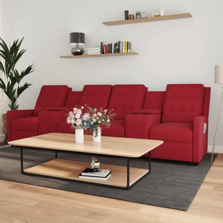 Relaxsofa Liegesofa 4er Sofa Couch verstellbar 4-Sitzer mit Getrnkehaltern Wein