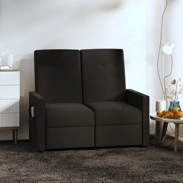 Relaxsofa Liegesofa 2er Sofa Couch verstellbar 2-Sitzer Schwarz Stoff