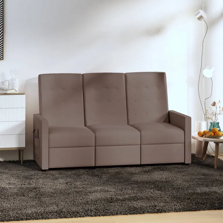 Relaxsofa Liegesofa 3er Sofa Couch verstellbar 3-Sitzer Taupe Stoff