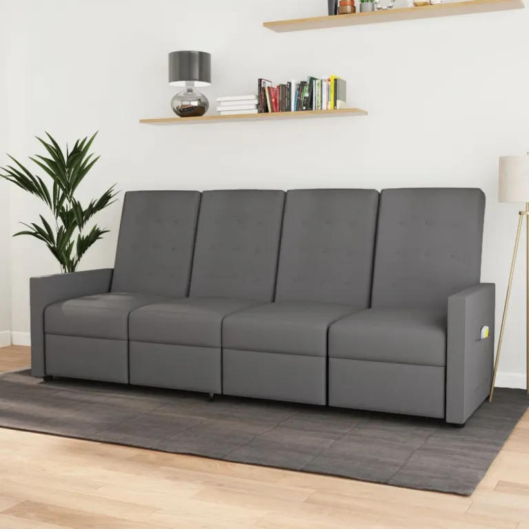 Relaxsofa Liegesofa 4er Sofa Couch verstellbar 4-Sitzer Hellgrau Stoff
