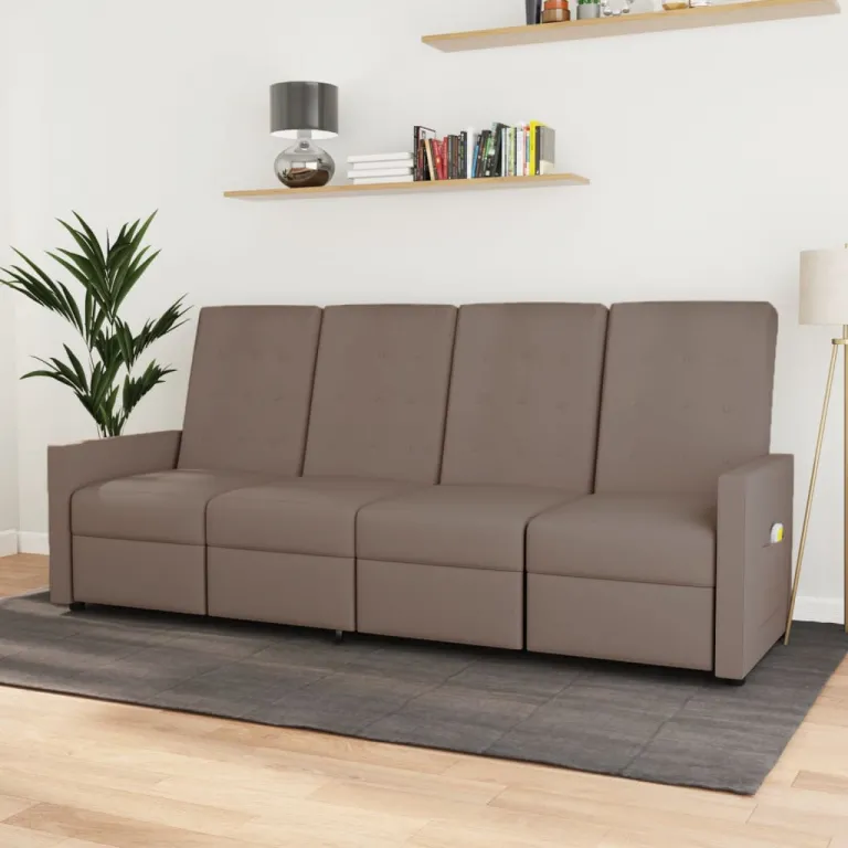 Relaxsofa Liegesofa 4er Sofa Couch verstellbar 4-Sitzer Taupe Stoff