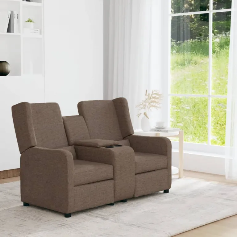 Relaxsofa Liegesofa 2er Sofa Couch verstellbar 2-Sitzer mit Getrnkehalter Taupe