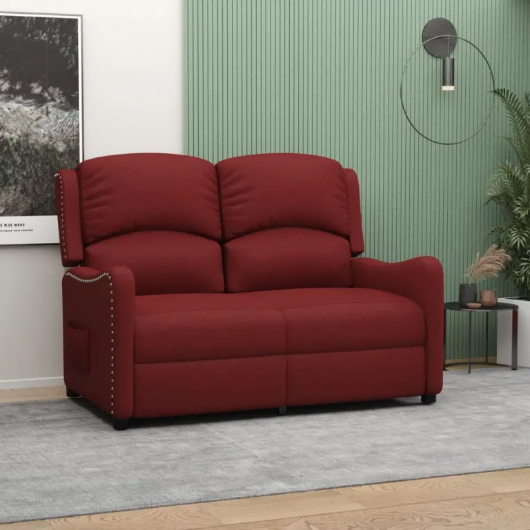 Relaxsofa Liegesofa 2er Sofa Couch verstellbar 2-Sitzer Weinrot Stoff