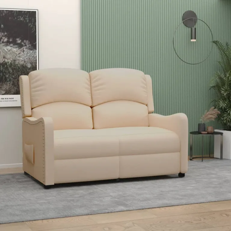 Relaxsofa Liegesofa 2er Sofa Couch verstellbar 2-Sitzer Creme Stoff