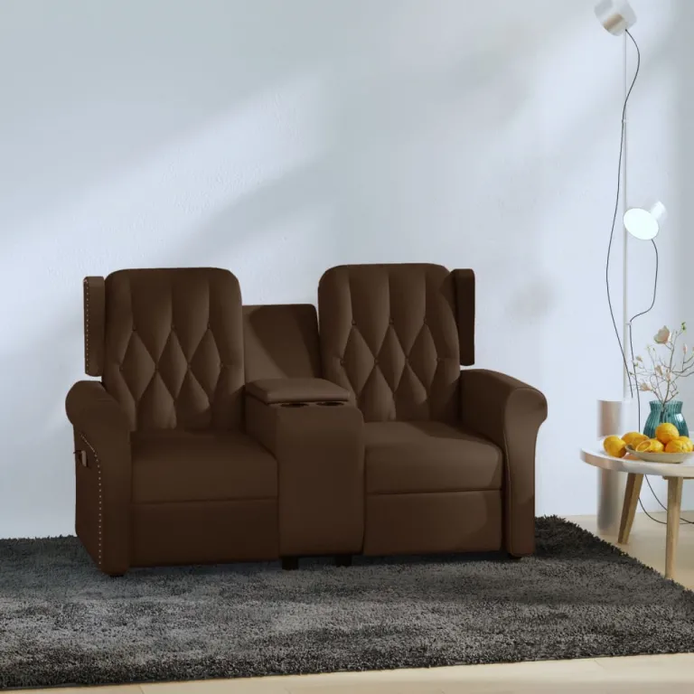 Relaxsofa Liegesofa 2er Sofa Couch verstellbar 2-Sitzer mit Getrnkehaltern Brau