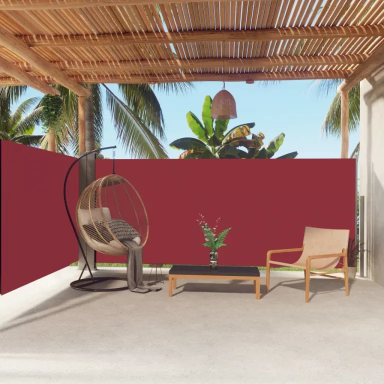 Seitenmarkise Ausziehbar Rot 160x600 cm Windschutz Sichtschutz Terrasse